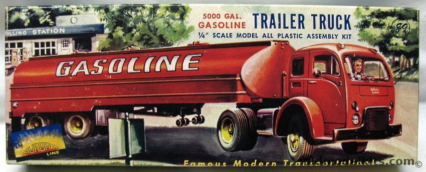 Aurora 1/64 5000 Gallon Gasoline Tanker and White 3000 Truck, 682-89 plastic model kit